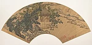 明 陳洪綬 山水圖 扇|Landscape