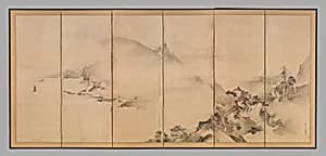 四季山水図屏風|Landscapes of the Four Seasons by Kano Tan'yū