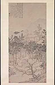 明 文徵明 樓居圖軸|Living Aloft: Master Liu's Retreat by Wen Zhengming