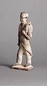 唐 彩繪陶男俑|Man carrying a bag by Unknown Artist
