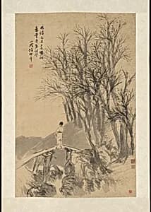 清 任頤 軸|Man on a Bridge