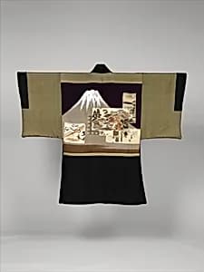 黒平絹地富士図羽織 男物|Man's Formal Jacket (Haori) by Unknown Artist