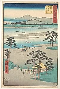 五十三次名所図会　見付　天竜川舟渡し|Mitsuke by Utagawa Hiroshige
