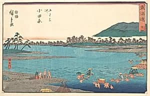 東海道五十三次　小田原　酒匂川|Odawara by Utagawa Hiroshige