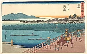東海道五十三次　岡崎　矢はぎ川|Okazaki by Utagawa Hiroshige