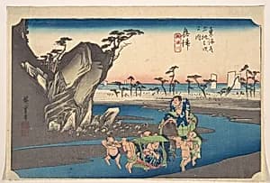 東海道五十三次之内　奥津　興津川|Okitsu, Okitsugawa by Utagawa Hiroshige