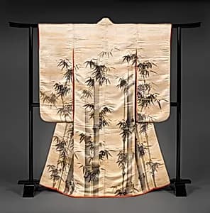 祇園南海筆　白繻子地墨竹図打掛|Over Robe (Uchikake) with Bamboo