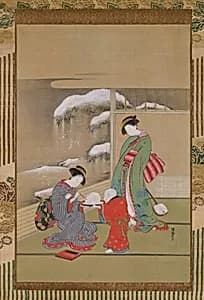 雪兎図|Painting the Eyes on a Snow Rabbit by Isoda Koryūsai