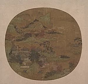 明	佚名	樓觀松風圖	團扇|Palaces among Autumn Mountains by Unidentified artist