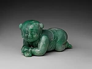 清 翡翠孩兒枕|Pillow in the shape of an infant boy by Unknown Artist