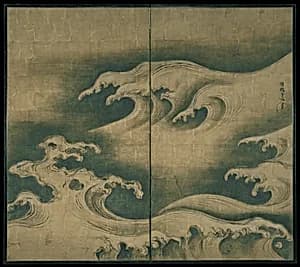 波濤図屏風|Rough Waves by Ogata Kōrin