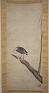 柳鷺図 (Ryūro zu)|Heron and Willow by Sesshū Tōyō 雪舟等楊