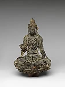 唐 鎏金青銅菩薩坐像|Seated bodhisattva by Unknown Artist