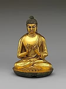 唐 鎏金青銅毗盧遮那佛坐像|Seated Buddha Vairocana by Unknown Artist