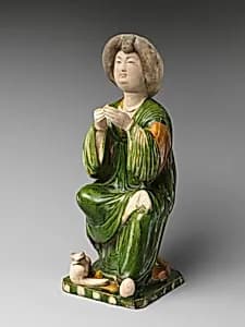 唐 三彩陶仕女俑|Seated court lady by Unknown Artist
