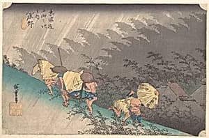 東海道五十三次之内　庄野　白雨|Shower at Shōno by Utagawa Hiroshige