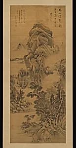 明 董其昌 春山暖翠圖 軸|Spring Mountains over Warm Greenery by Dong Qichang