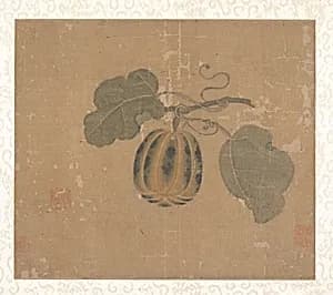 明 佚名 南瓜 扇面|Squash by Unidentified artist|Zhao Chang