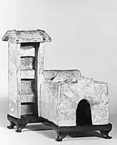 東漢 鉛綠釉陶明器建築模型（一組）|Stove by Unknown Artist