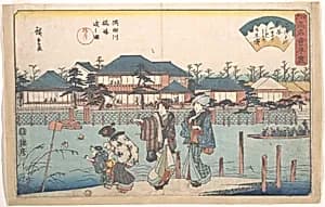 江戸高名会亭尽　隅田川橋場渡之図　柳屋|Sumidagawa Hashiba Watashi Zu (Yanagiya) by Utagawa Hiroshige