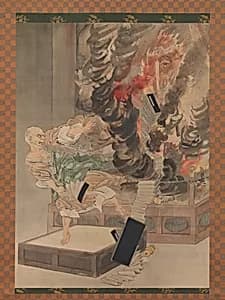 小林清親筆　頼豪阿闍梨図|The Fury of Monk Raigō by Kobayashi Kiyochika