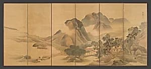 与謝蕪村筆 山野行旅図屏風|Travels through Mountains and Fields by Yosa Buson