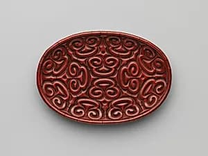 元 雕漆朱面剔犀劍環紋腰圓盤|Tray with pommel scrolls by Unknown Artist