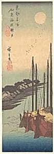 東都名所 佃島海辺朧月|Tsukudajima Kaihin Rōgetsu by Utagawa Hiroshige