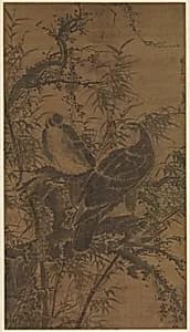 明 林良 二鷹圖 軸|Two hawks in a thicket by Lin Liang