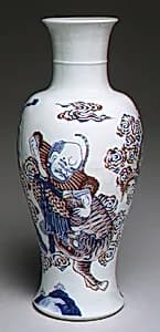 清康熙 景德鎮窯青花釉裏紅羅漢圖瓶|Vase with Buddhist figures by Unknown Artist