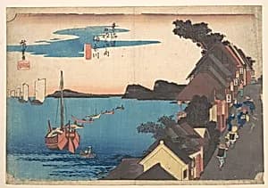 東海道五十三次之内　神奈川　台之景|View of Kangawa at Sunset by Utagawa Hiroshige