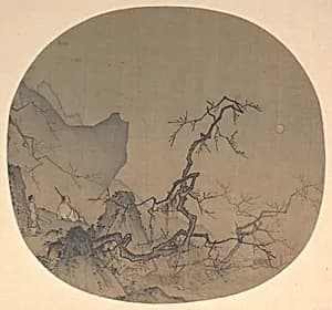 南宋 馬遠 月下賞梅圖 團扇|Viewing plum blossoms by moonlight by Ma Yuan