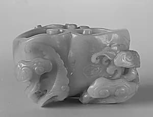 清 玉雕靈芝洗|Washer with magic fungus (lingzhi) by Unknown Artist