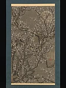 伊藤若冲筆　月下白梅図|White Plum Blossoms and Moon
