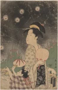 Woman and Child Catching Fireflies