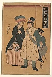 Worosiiazin yuko|魯西亜人遊行|Russians Strolling by Utagawa Yoshifuji