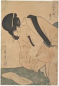 風流七小町　通ひ|Young MotHer Nursing Her Baby by Kitagawa Utamaro