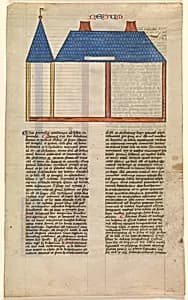 Elevation of Solomon's Temple, one of six illustrated leaves from the Postilla Litteralis (Literal Commentary) of Nicholas of Lyra by Unknown Artist