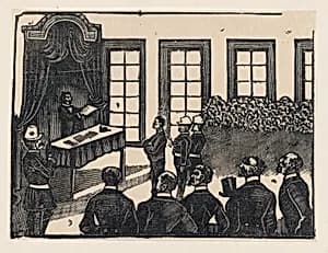 A courtroom scene by José Guadalupe Posada
