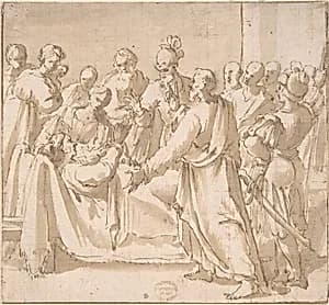 A Deathbed Scene by Anonymous, Italian, Roman-Bolognese, 17th century