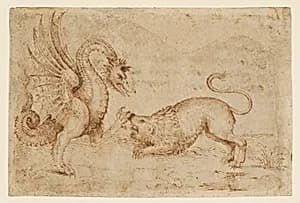 A Lion Confronting a Dragon