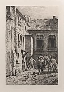 A Paris Courtyard in 1865 by Charles Jacque|Alfred Salmon