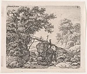 A Small Sloping Bridge by Anthonie Waterloo