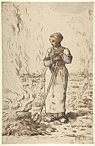 A Woman Burning Weeds by Jean-François Millet