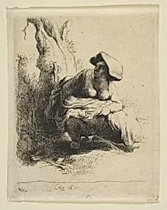 A Woman Making Water by Rembrandt (Rembrandt van Rijn)|baron Dominique Vivant Denon