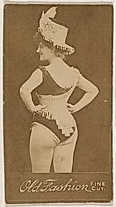 Actress wearing fringed top hat, from the Actresses series (N664) promoting Old Fashion Fine Cut Tobacco by Unknown Artist