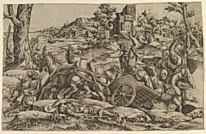 Agamemnon killing Odios by Anonymous, French, School of Fontainebleau, 16th century|Giulio Romano