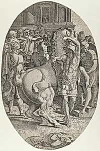 Alexander Mastering Bucephalus by Léon Davent|Francesco Primaticcio