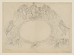 Allegorical cartouche by Felix Octavius Carr Darley