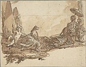 Allegories of Africa and America by Claude Louis Desrais
